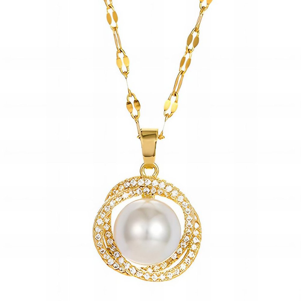18K Gold Flower Pearl Pendant Necklace | Freshwater Pearl | Hypoallergenic